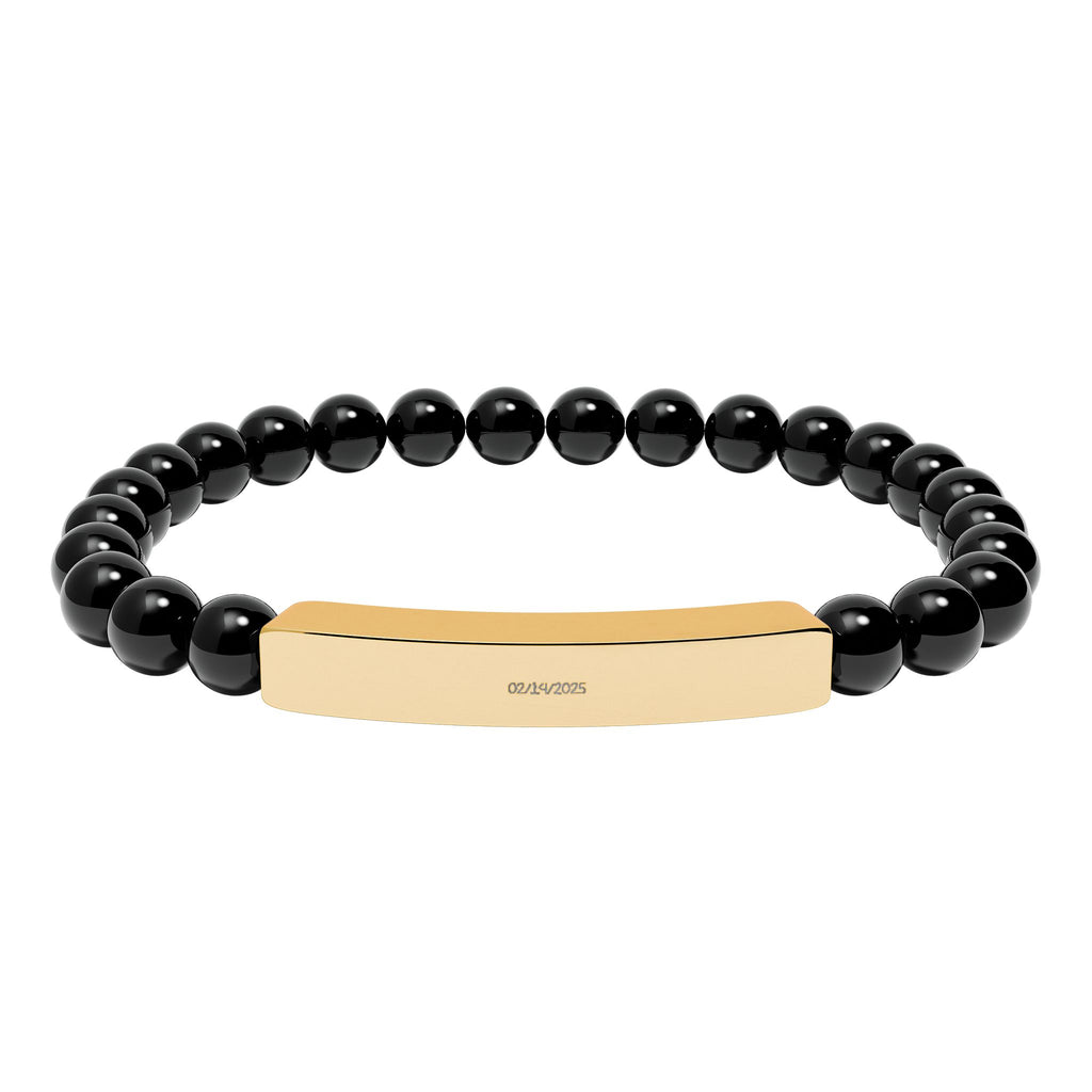 Engravable Natural Stone Stretch Bar Bracelet — Personalized Beaded Bracelet