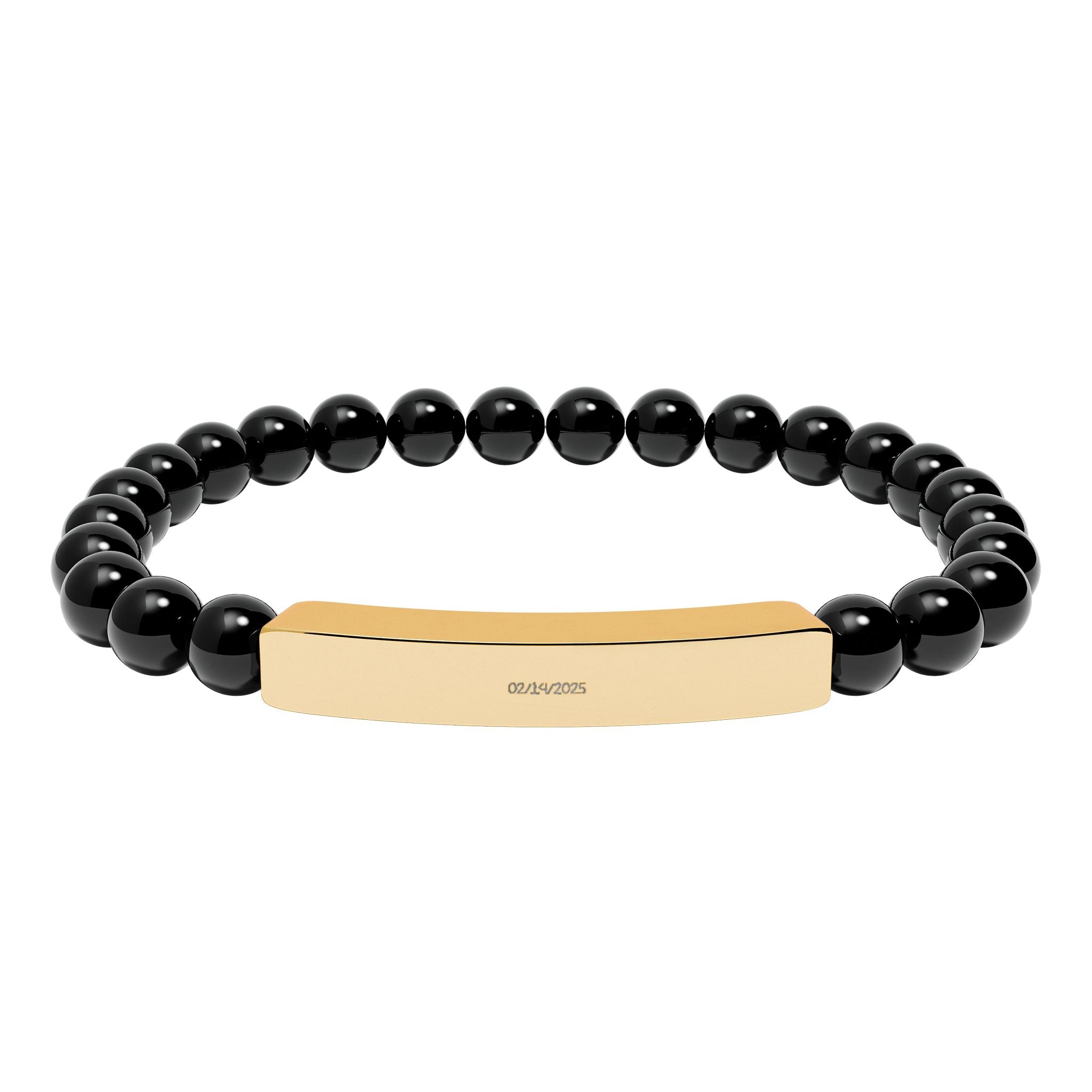 Engravable Natural Stone Stretch Bar Bracelet — Personalized Beaded Bracelet