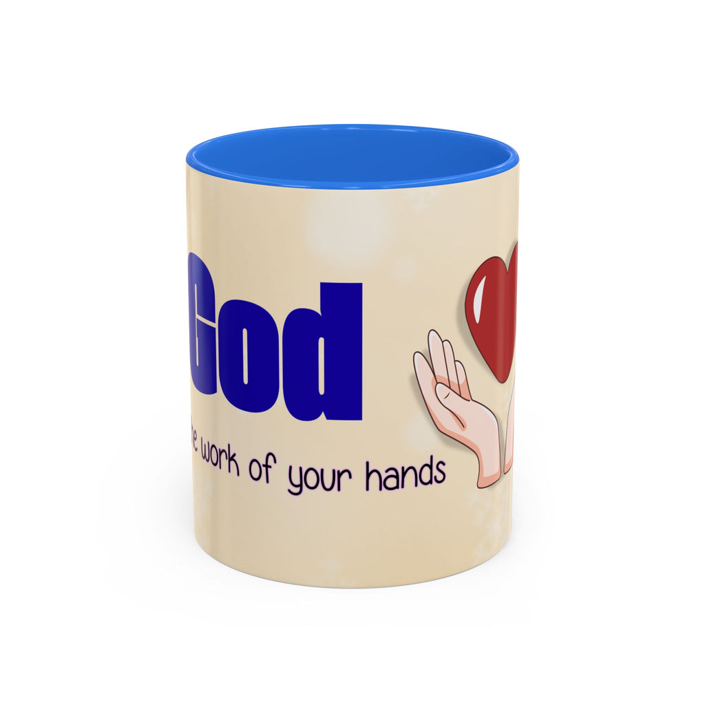 Inspirational God Bless Mug — "God, the Work of Your Hands" Ceramic Coffee Cup (11oz/15oz)