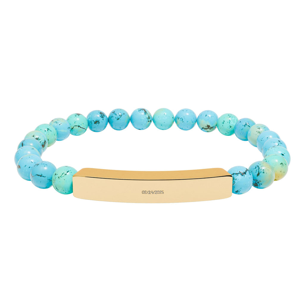 Engravable Natural Stone Stretch Bar Bracelet — Personalized Beaded Bracelet