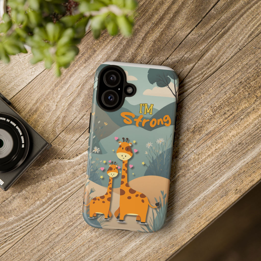 I'm Strong Giraffe Phone Case — Cute Protective iPhone Cover for Kids & Teens