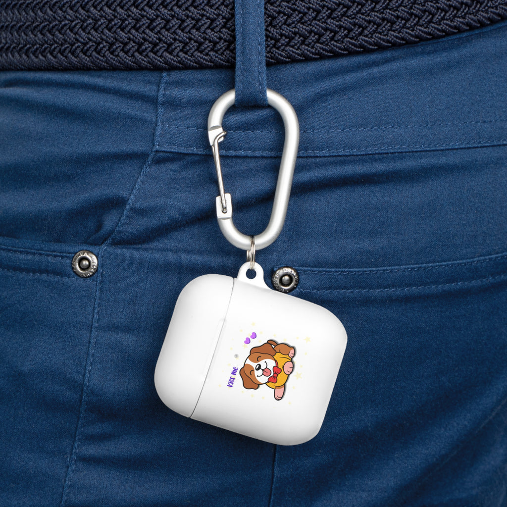 Cute Puppy AirPods Case Cover — "Kiss Me" Cartoon Dog with Hearts