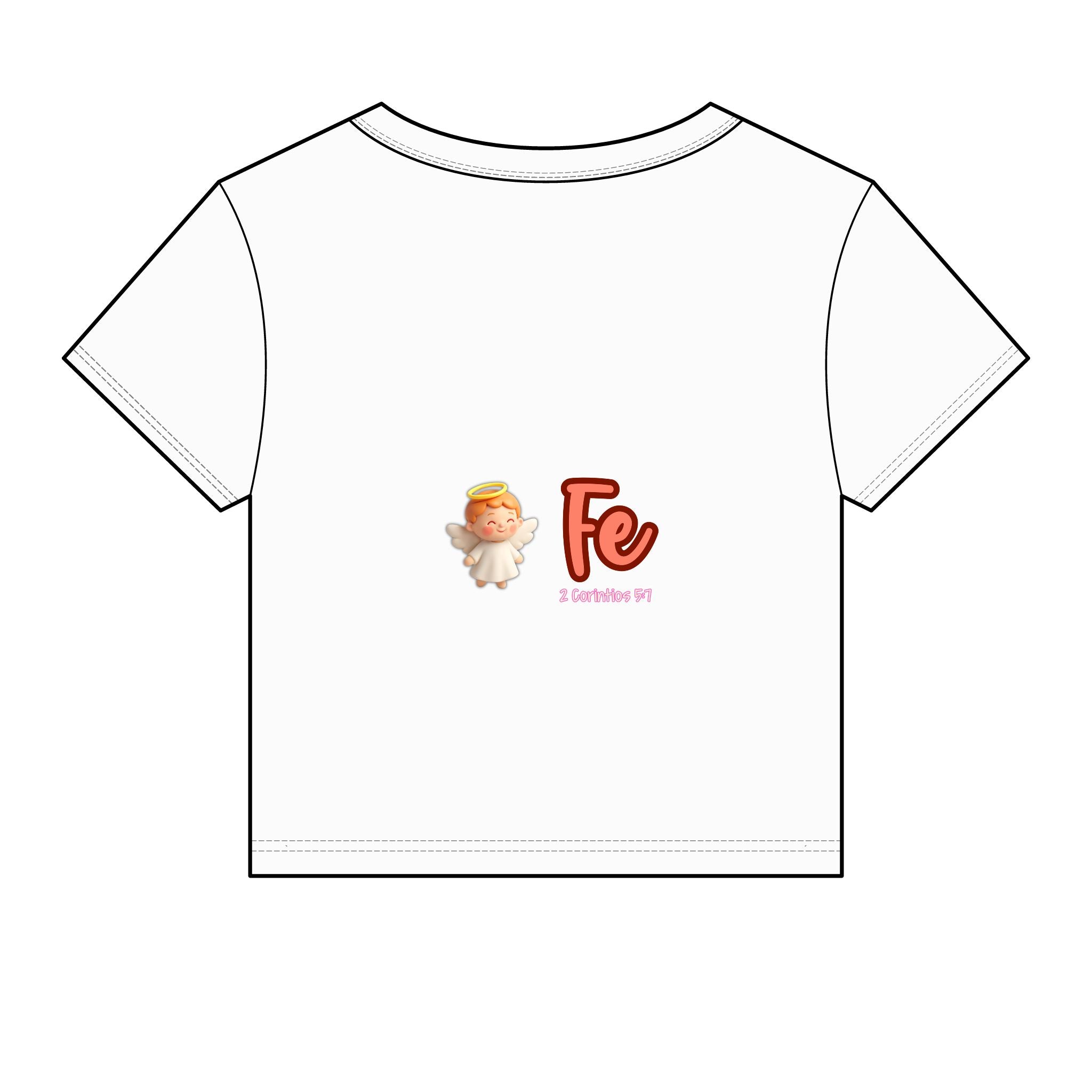 Faith Angel Women's Baby Tee — "Fe" 2 Corintios 9:7 Christian Graphic Top