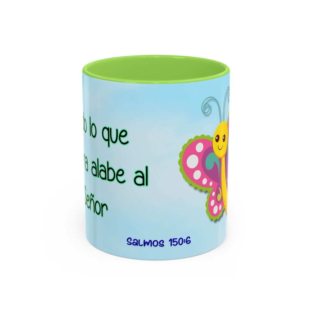 Colorful Mug — Cute Butterfly Psalm 150:6 Spanish Inspirational Coffee Cup (11oz, 15oz)