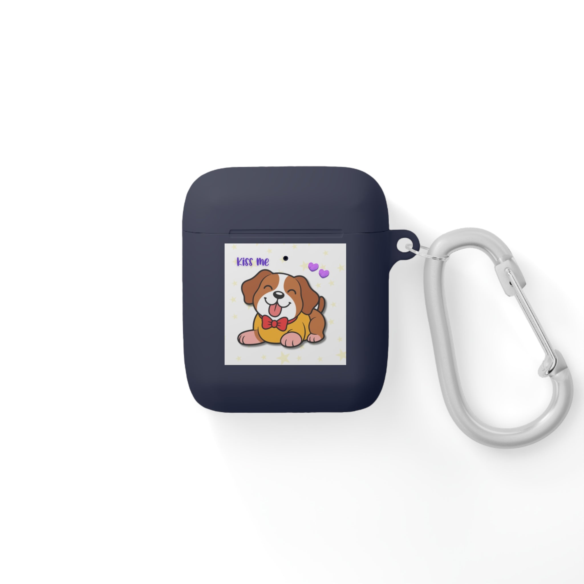 Cute Puppy AirPods Case Cover — "Kiss Me" Cartoon Dog with Hearts