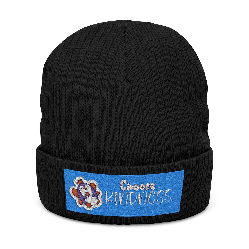 Penguin Winter Beanie — Ribbed Knit Embroidered Hat