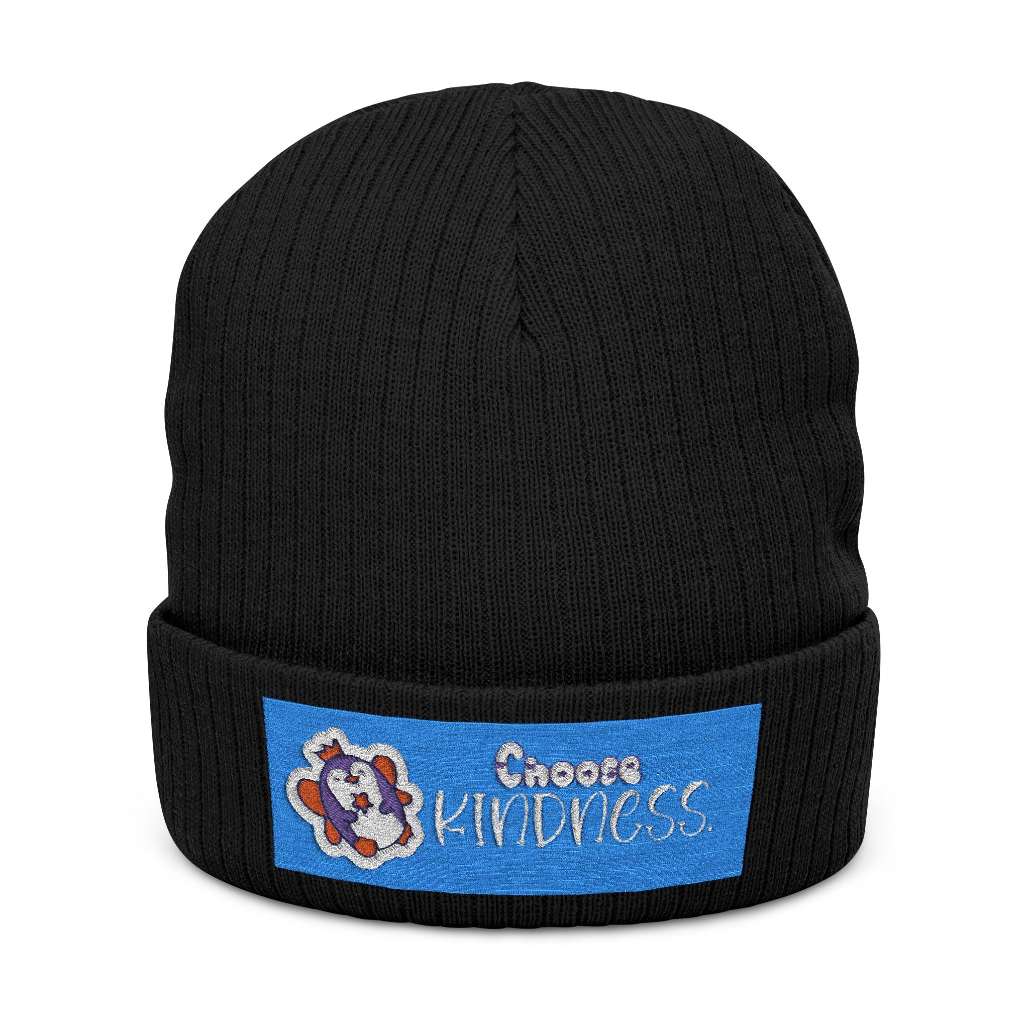 Penguin Winter Beanie — Ribbed Knit Embroidered Hat