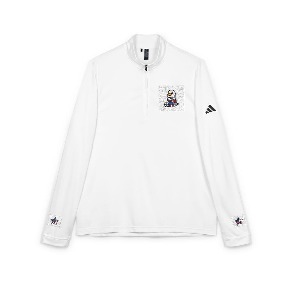 Embroidered adidas Quarter-Zip Pullover — Small Chest & Sleeve Fox Patch