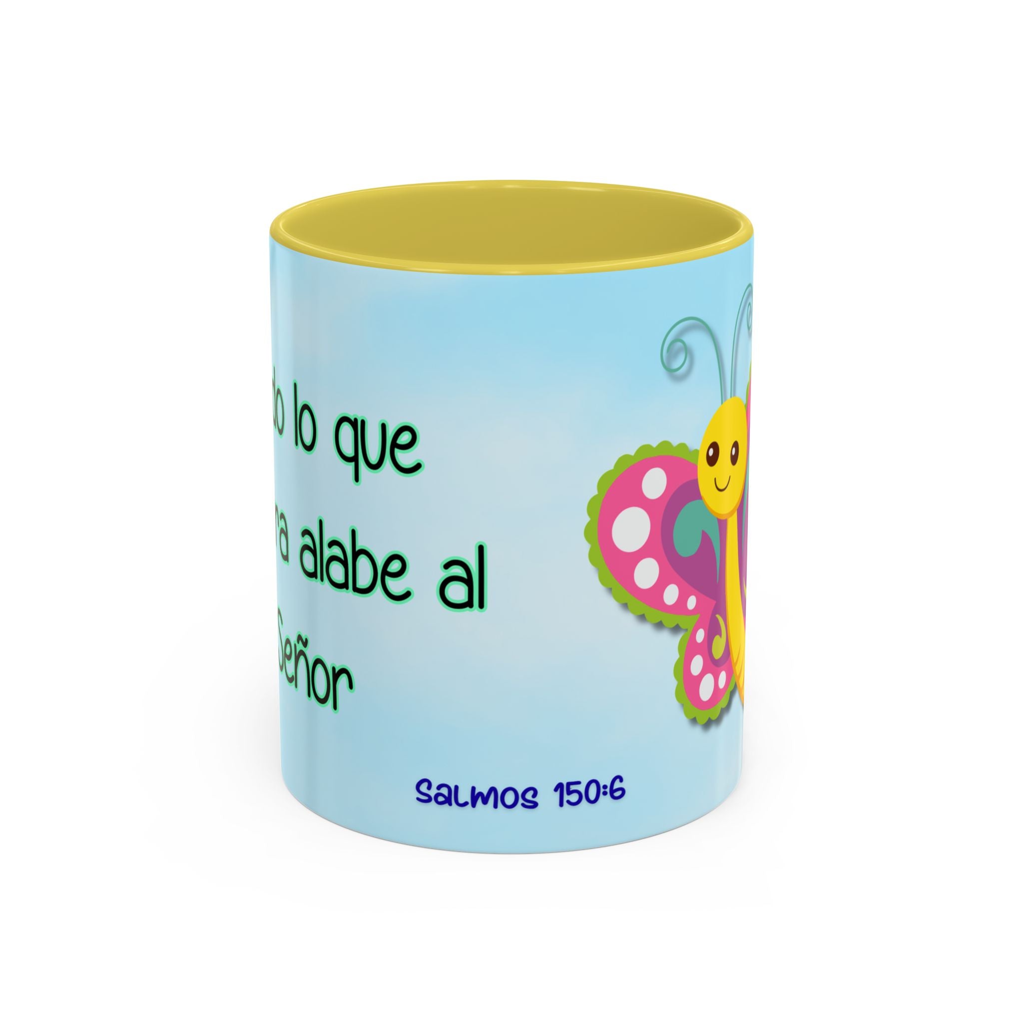 Colorful Mug — Cute Butterfly Psalm 150:6 Spanish Inspirational Coffee Cup (11oz, 15oz)