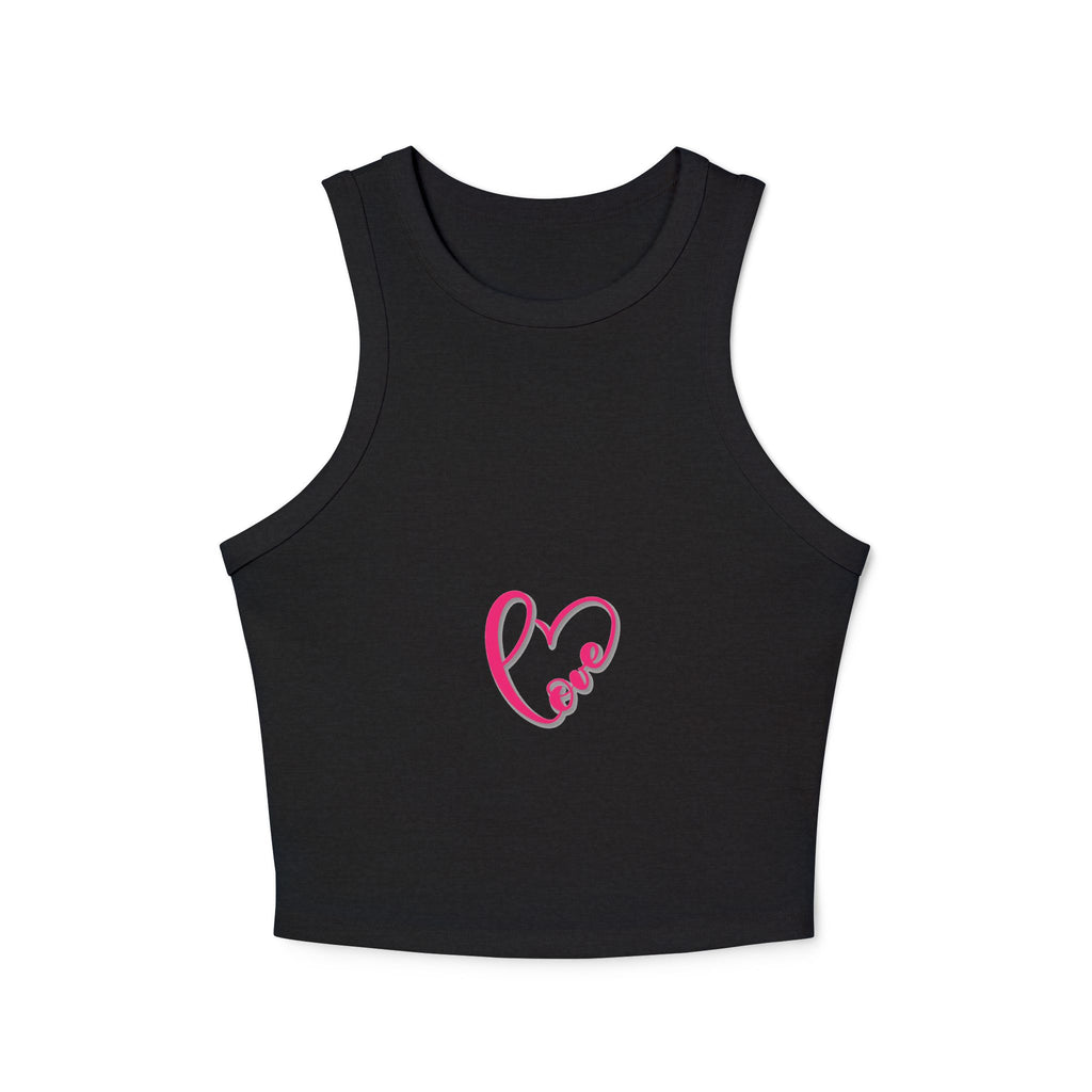 Women's Racer Tank Top — Pink Heart Grid Graphic