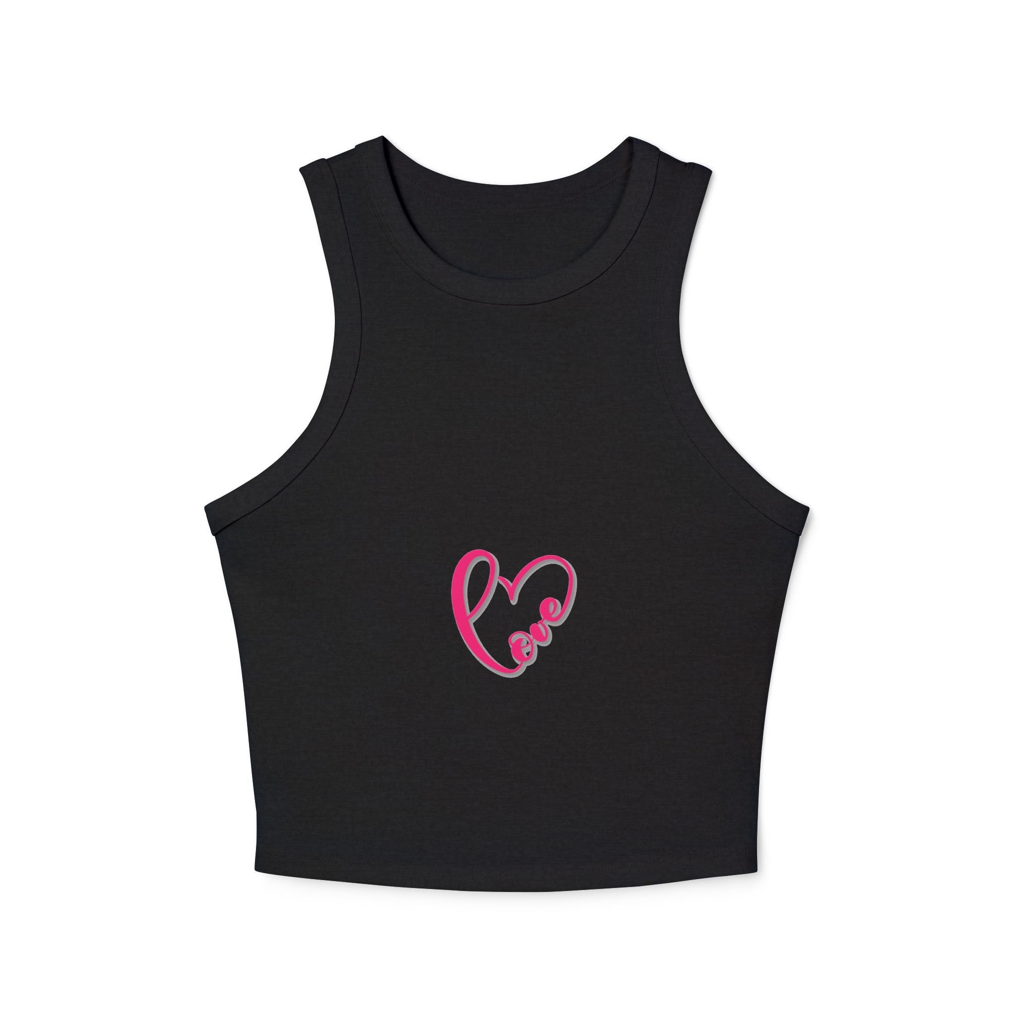 Women's Racer Tank Top — Pink Heart Grid Graphic