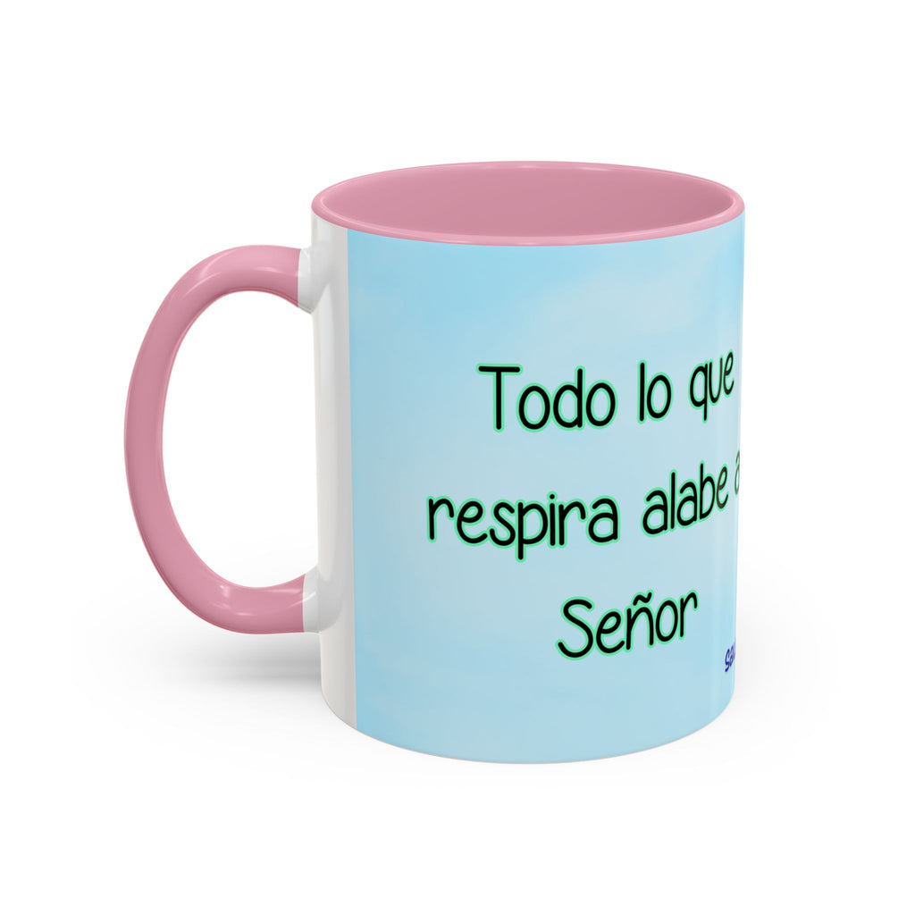 Colorful Mug — Cute Butterfly Psalm 150:6 Spanish Inspirational Coffee Cup (11oz, 15oz)