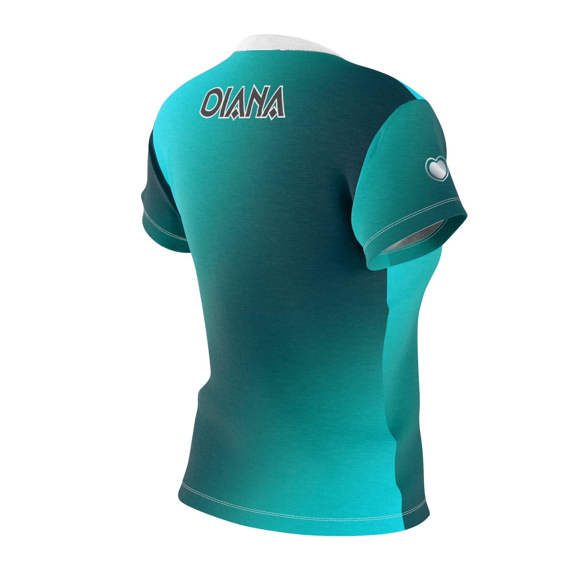 Loved Heart Women's Tee — Teal Gradient Cut & Sew Shirt