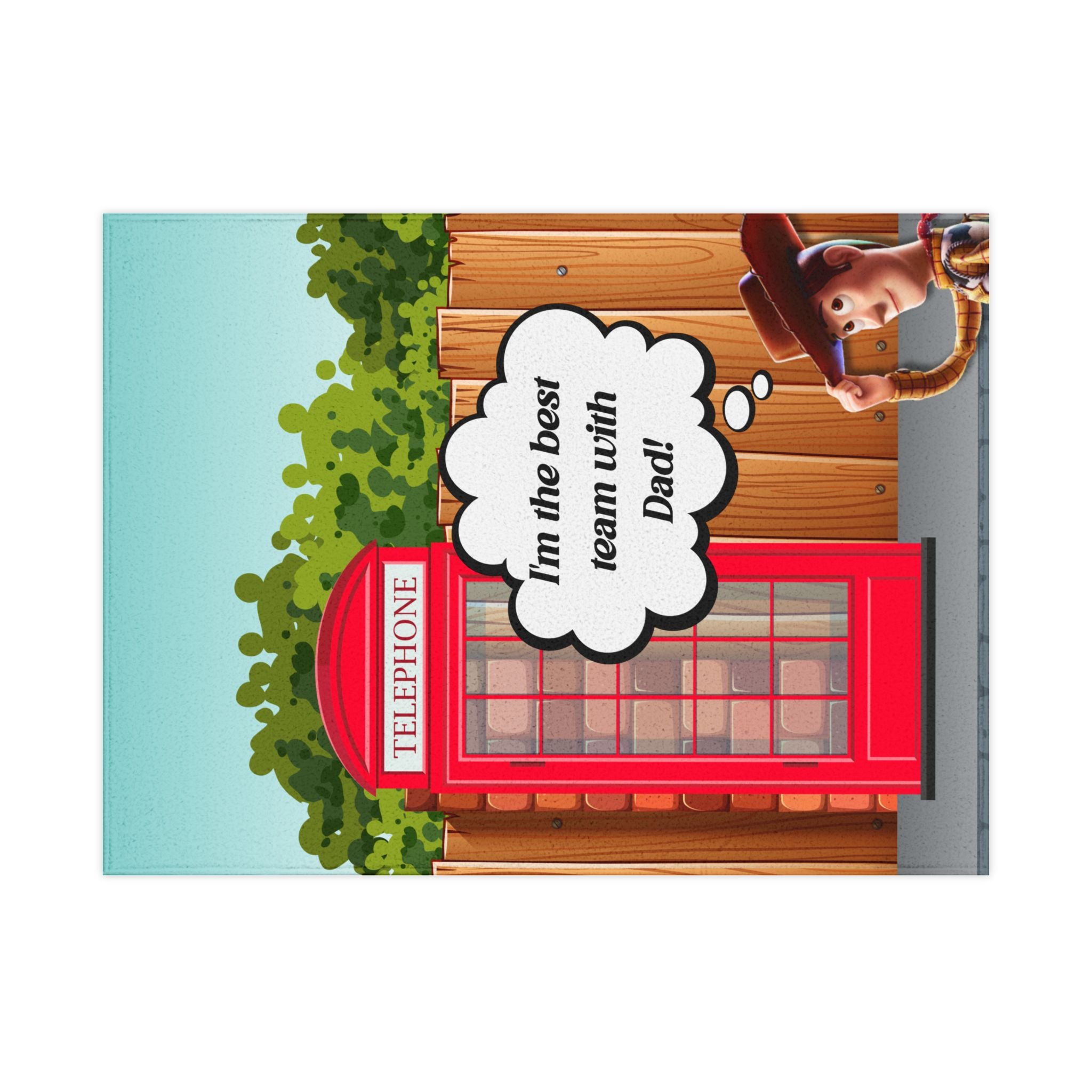 Toddler Blanket — “I’m the Best Team with Dad!” Cozy Kids Throw with Cowboy Toy Design