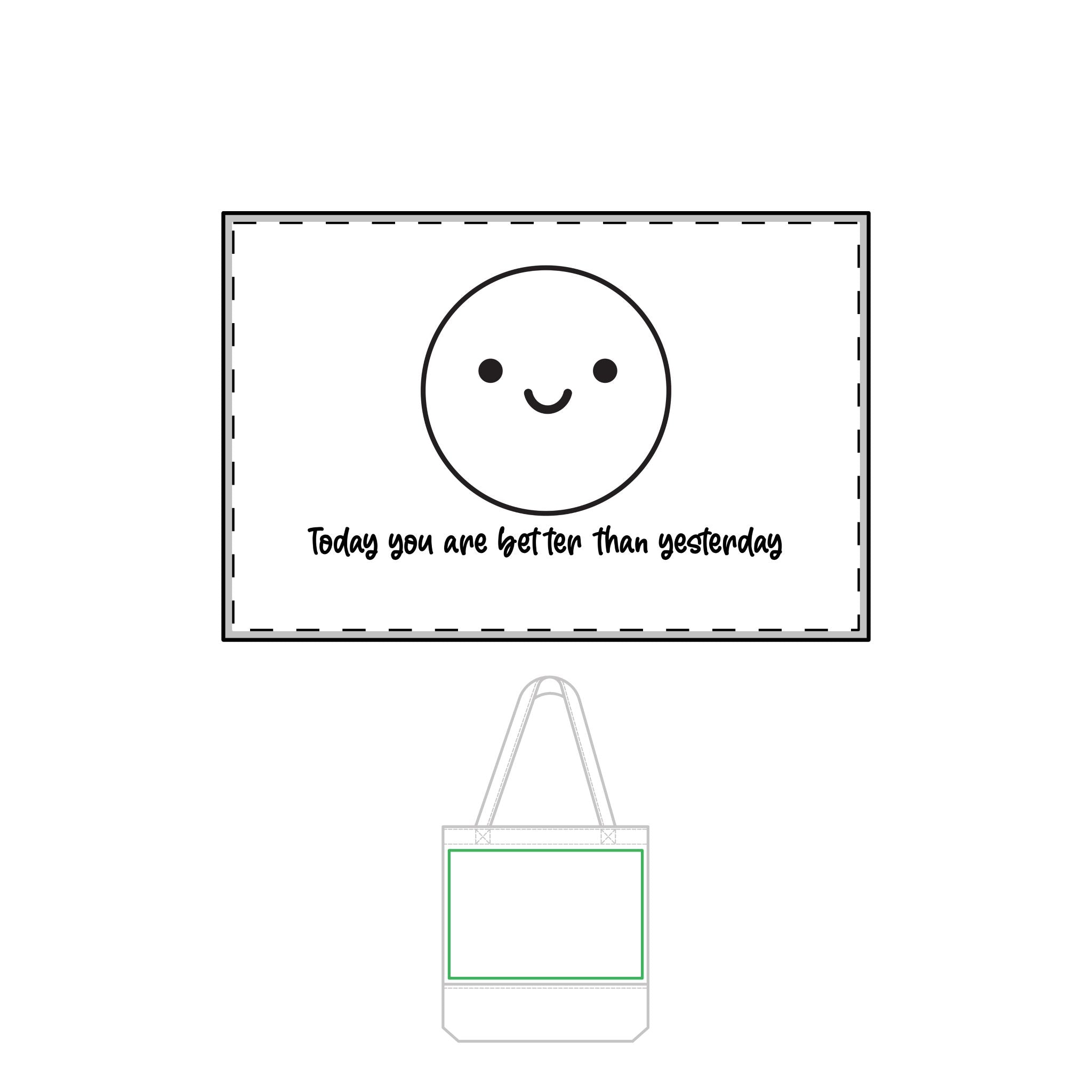 Thermochromic Smile Tote Bag — "Today you are better than yesterday" Inspirational Heat-Activated Shopper