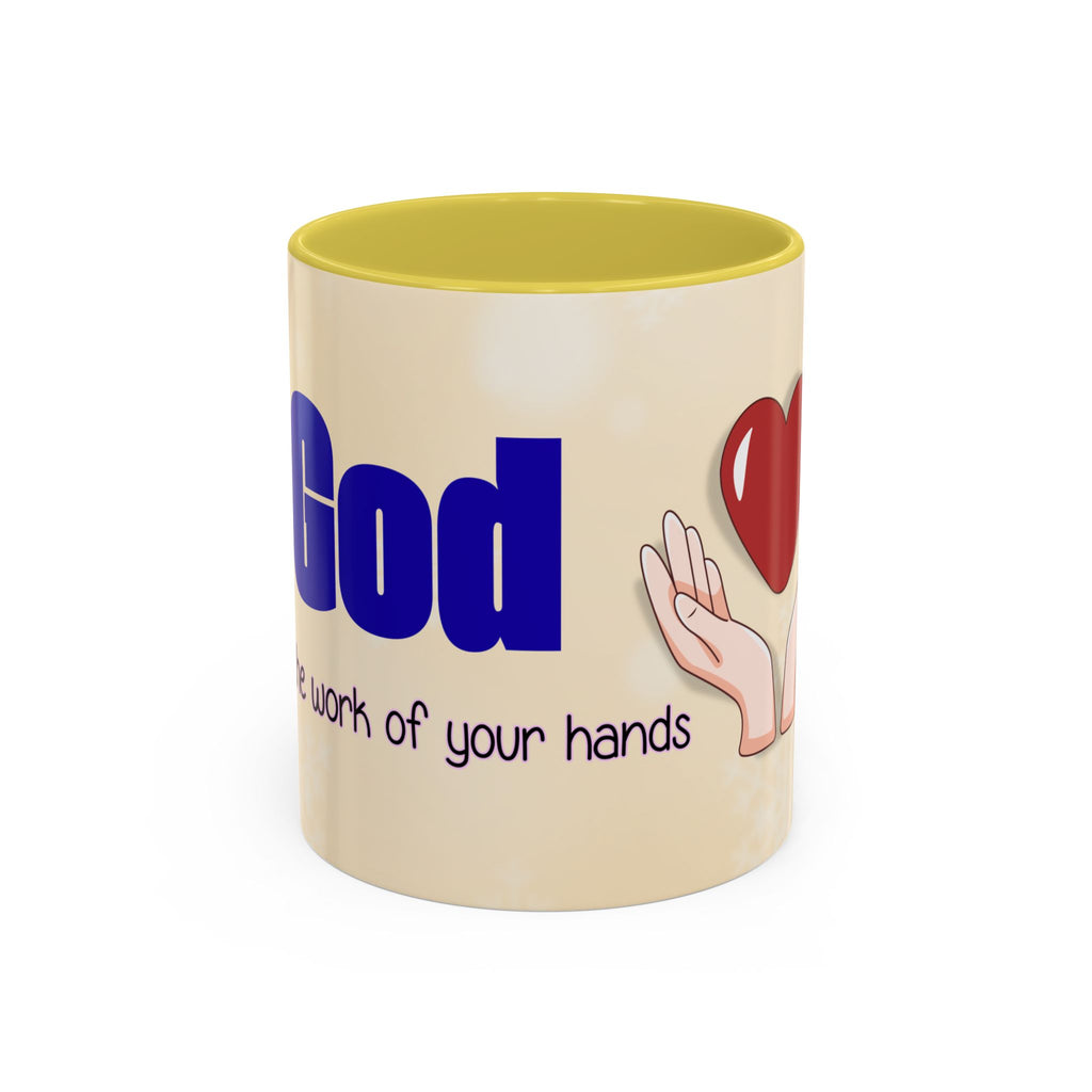 Inspirational God Bless Mug — "God, the Work of Your Hands" Ceramic Coffee Cup (11oz/15oz)