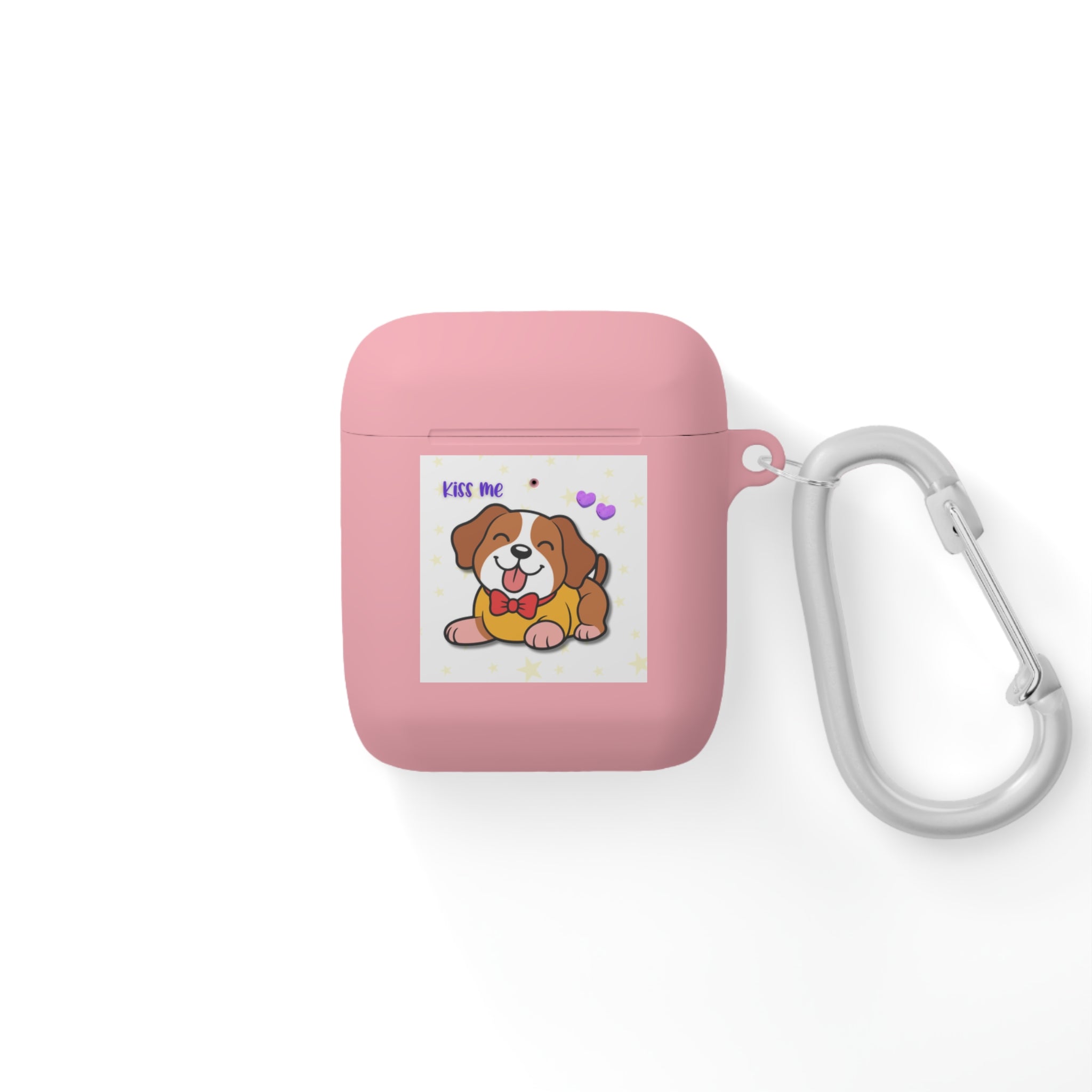 Cute Puppy AirPods Case Cover — "Kiss Me" Cartoon Dog with Hearts