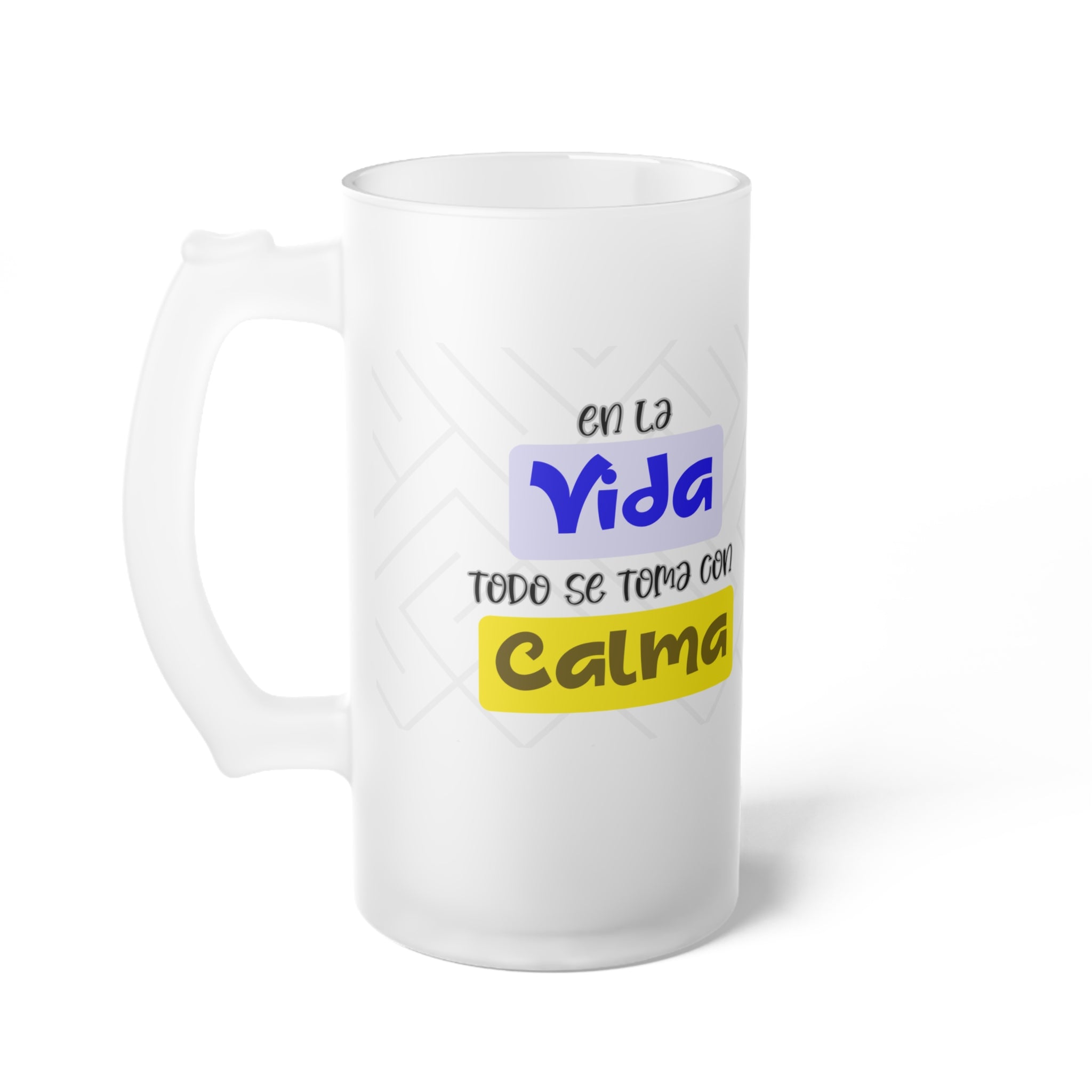 Frosted Beer Mug — Spanish Inspirational Design ("Vive la vida")