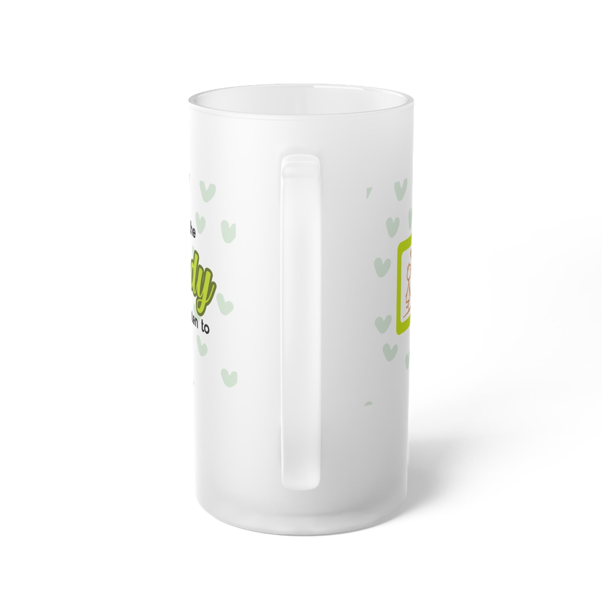 Frosted Glass Beer Mug — Personalized 'Music Makes Me Happy' Design