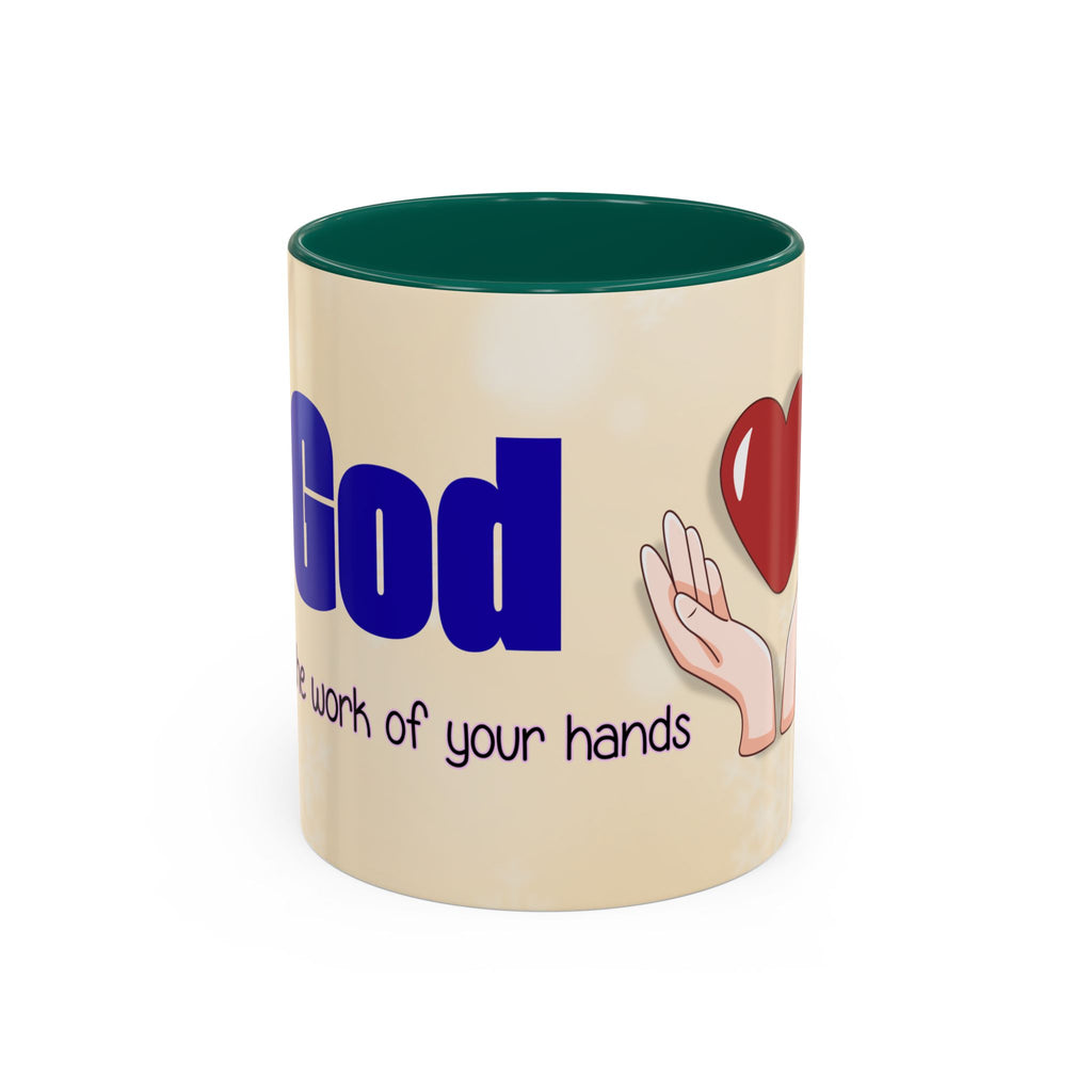 Inspirational God Bless Mug — "God, the Work of Your Hands" Ceramic Coffee Cup (11oz/15oz)