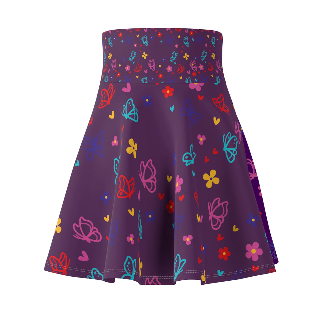 Floral Butterfly Purple Skater Skirt