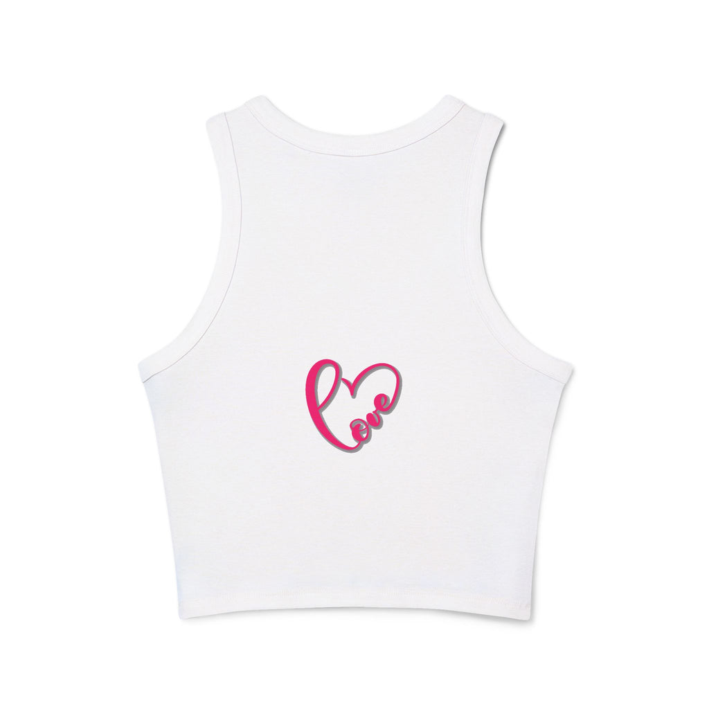 Women's Racer Tank Top — Pink Heart Grid Graphic