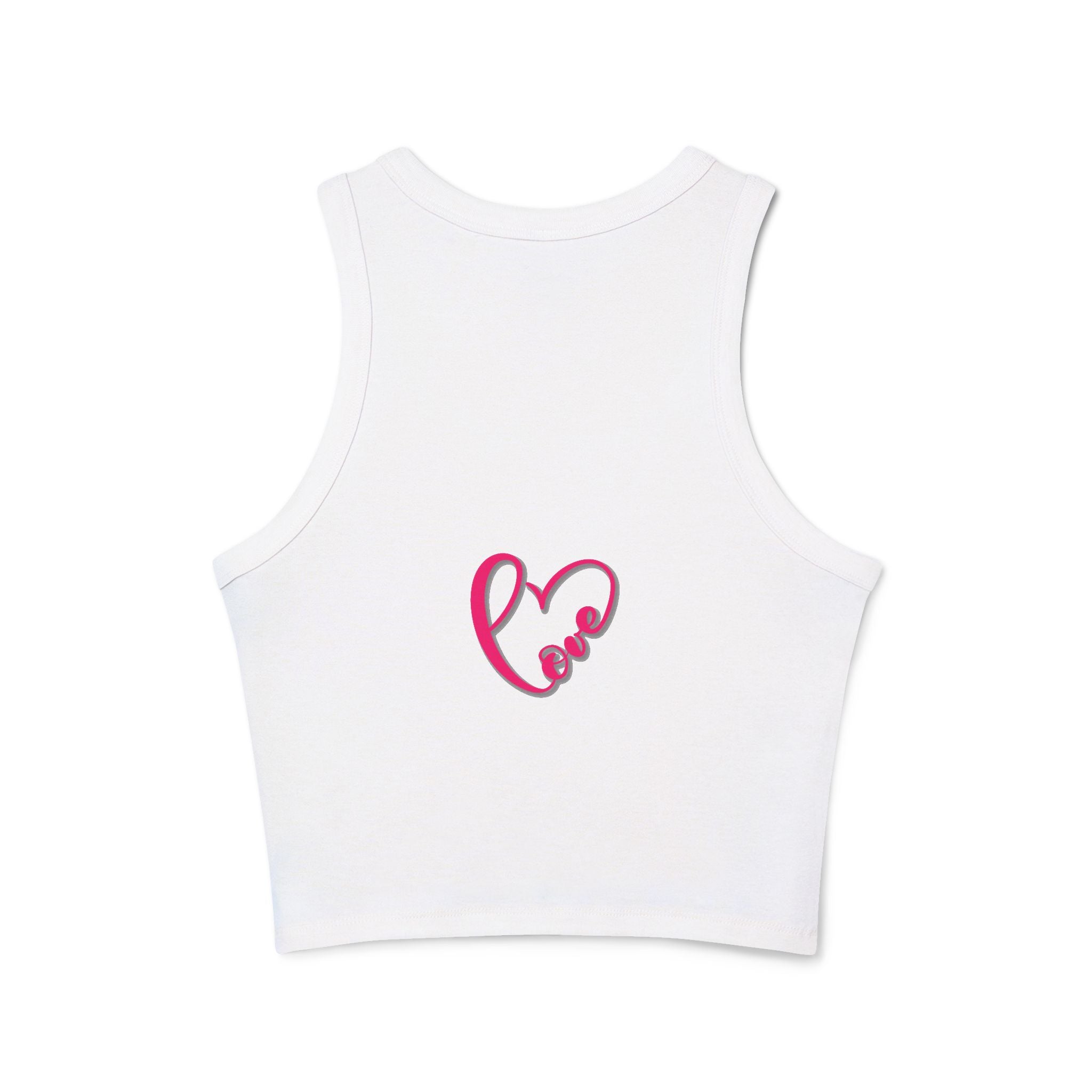 Women's Racer Tank Top — Pink Heart Grid Graphic