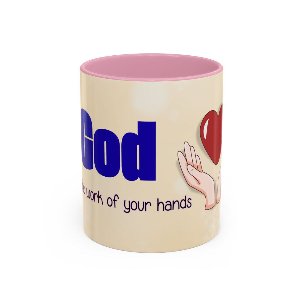 Inspirational God Bless Mug — "God, the Work of Your Hands" Ceramic Coffee Cup (11oz/15oz)