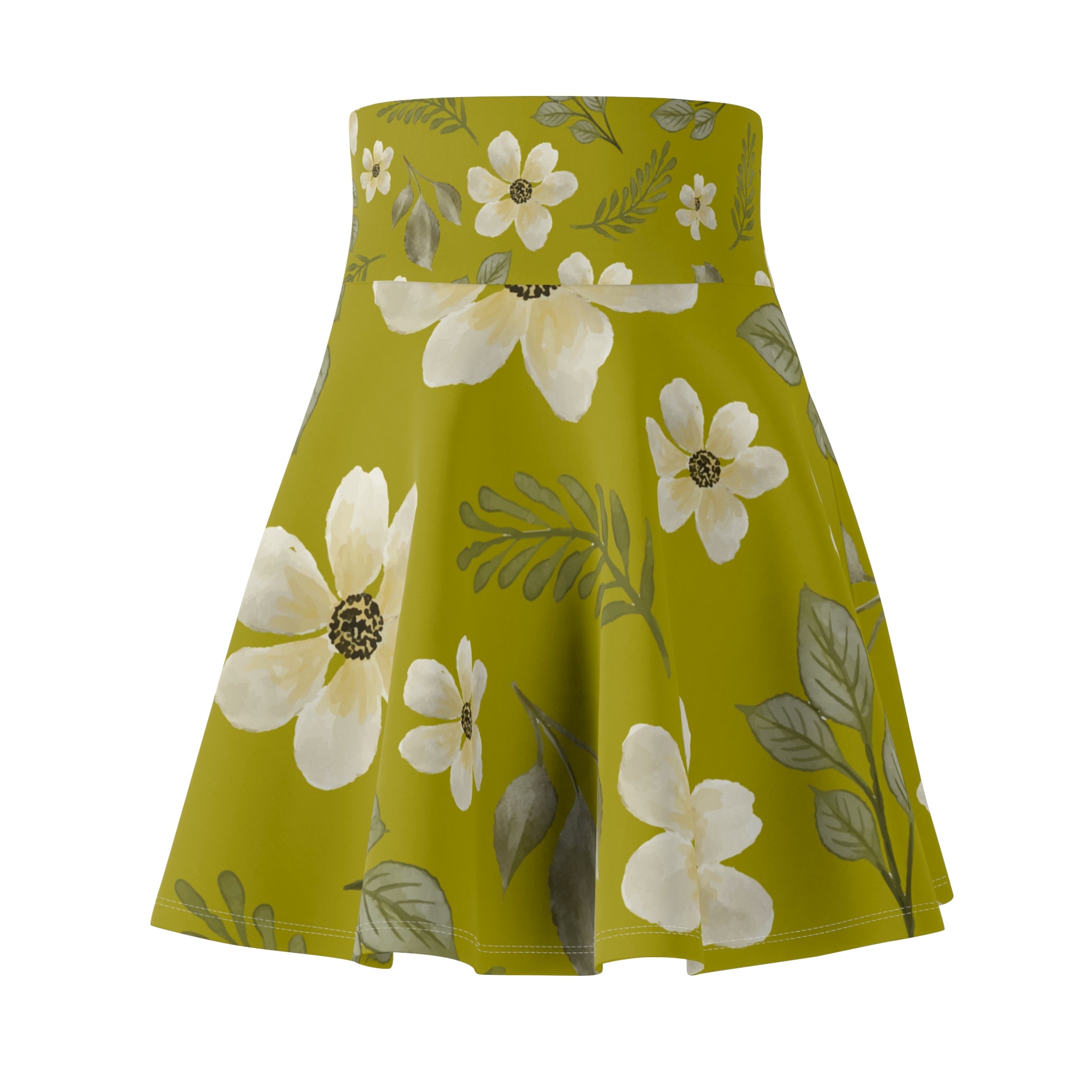 Floral Olive Green Skater Skirt