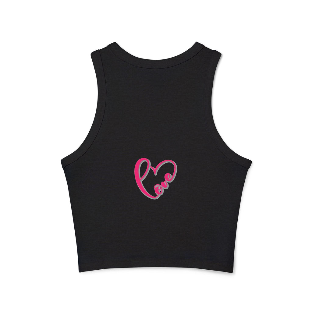 Women's Racer Tank Top — Pink Heart Grid Graphic