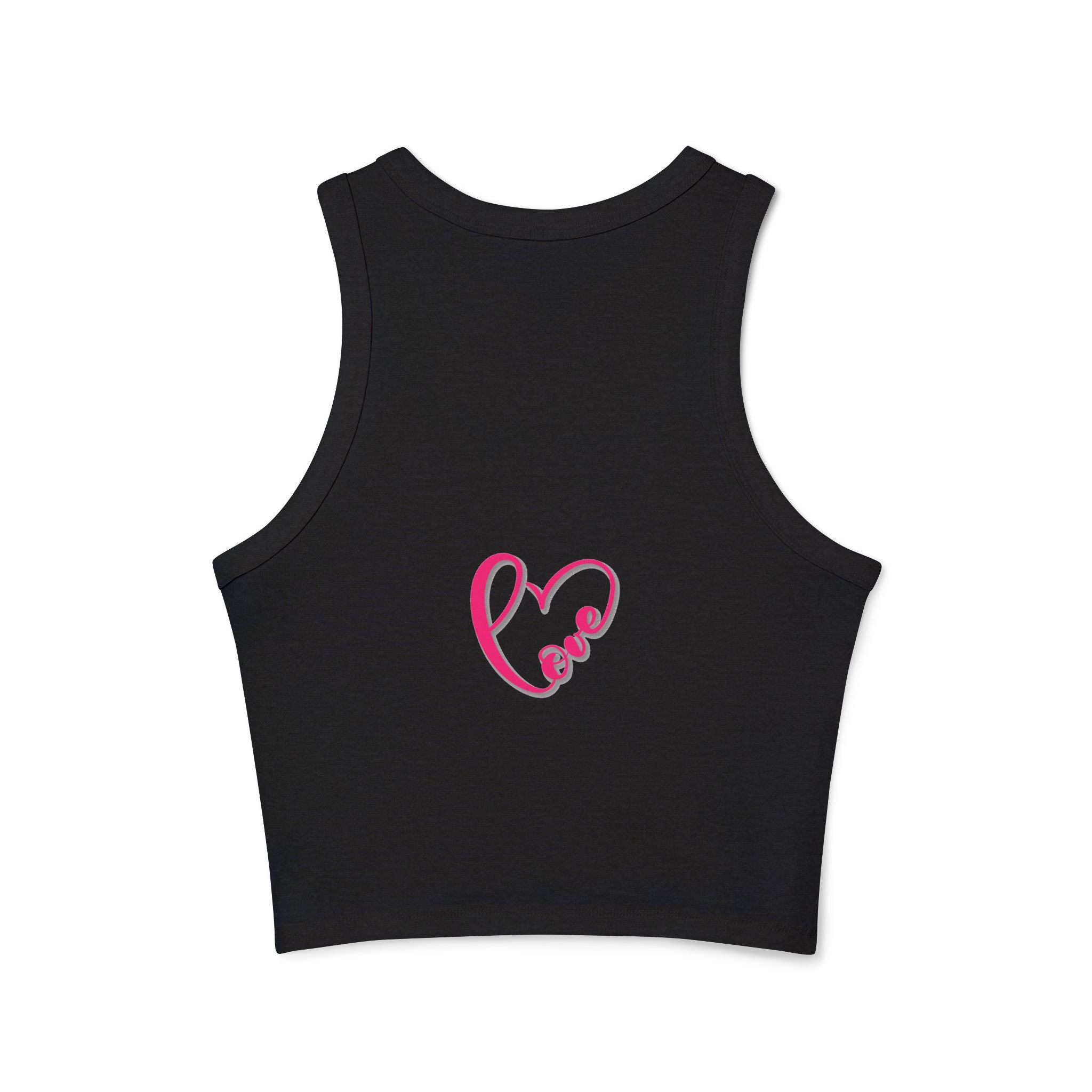Women's Racer Tank Top — Pink Heart Grid Graphic