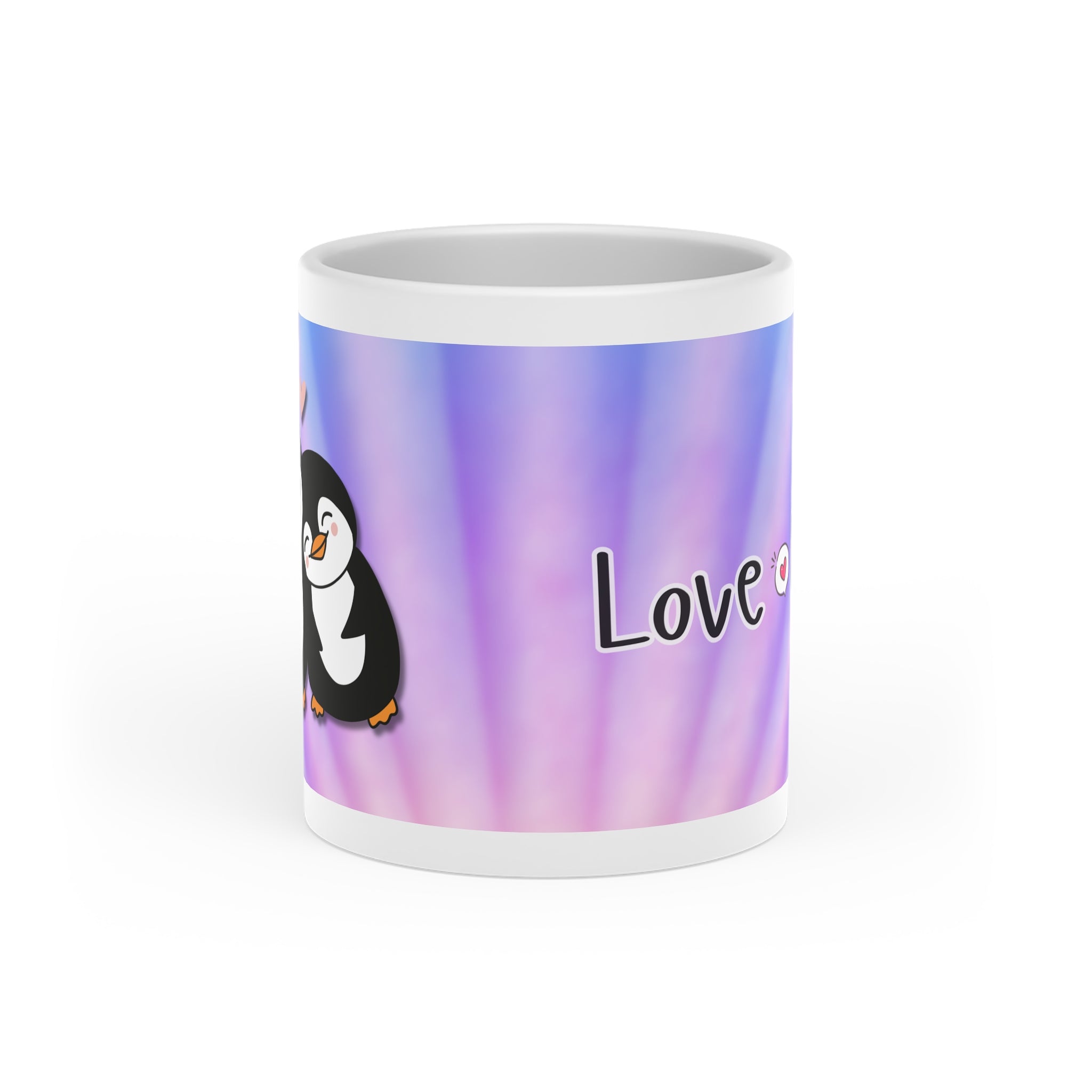Cute Penguin Love Mug — Heart-Shaped Design, 'Love' Cottagecore Gift