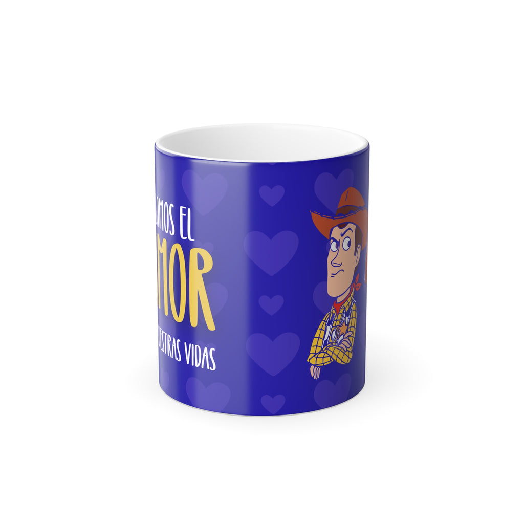 Color-Changing Coffee Mug — Spanish ‘Amor’ Toy Cowboy Design, 11oz