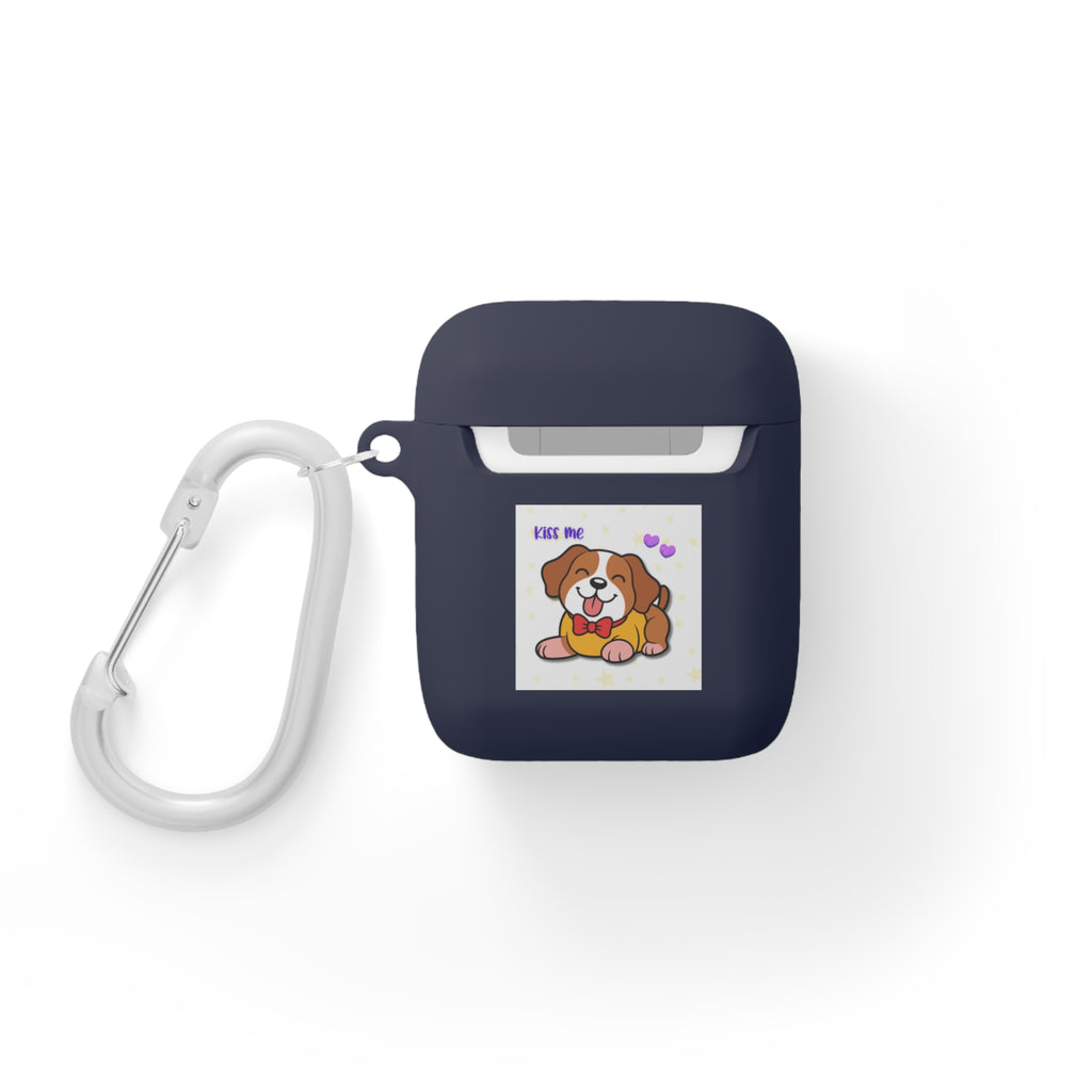 Cute Puppy AirPods Case Cover — "Kiss Me" Cartoon Dog with Hearts