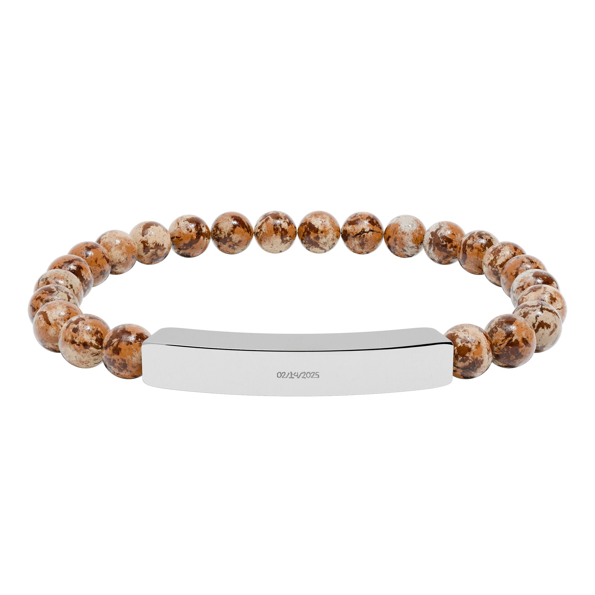 Engravable Natural Stone Stretch Bar Bracelet — Personalized Beaded Bracelet