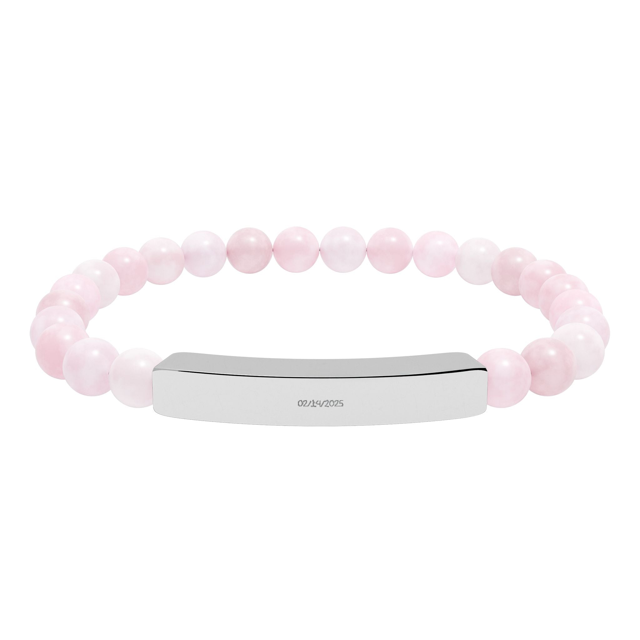 Engravable Natural Stone Stretch Bar Bracelet — Personalized Beaded Bracelet