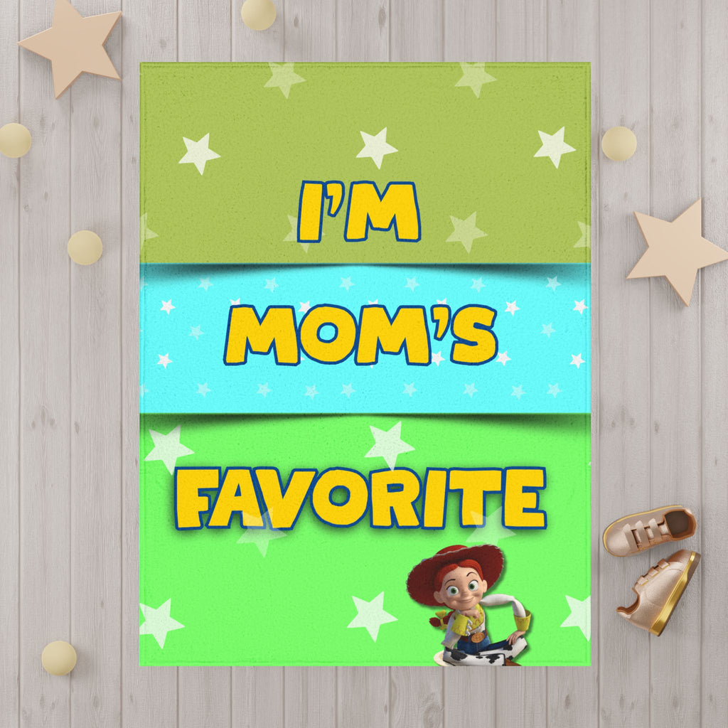 Toddler Blanket – "I'm Mom's Favorite" Cute Cowboy Jessie Design, Soft Baby Shower Gift