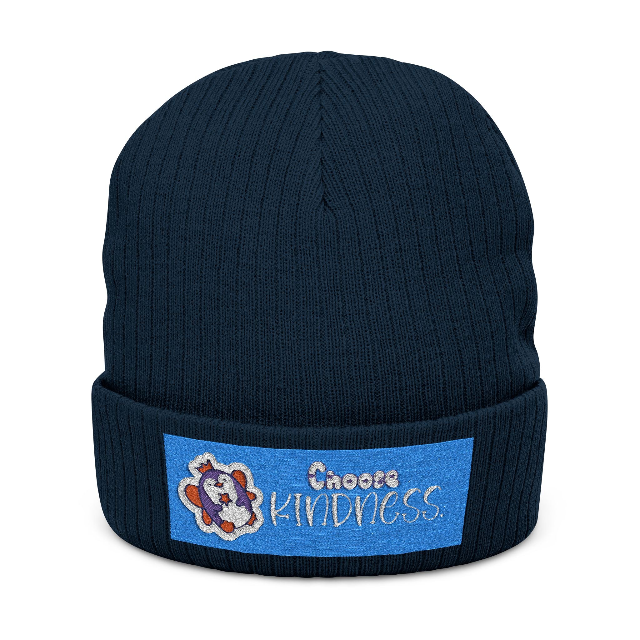 Penguin Winter Beanie — Ribbed Knit Embroidered Hat