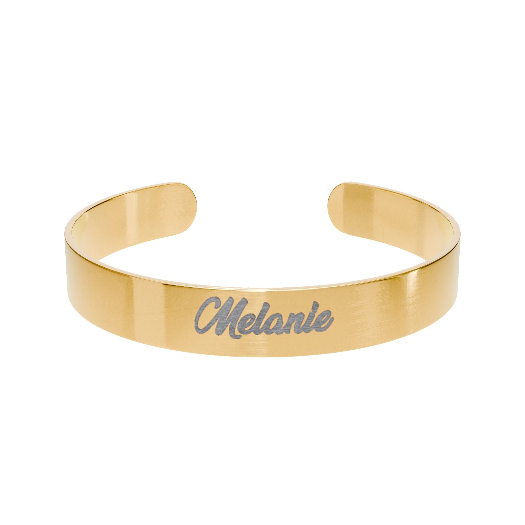 Engraved Gold Cuff Bracelet — Personalized Name Bar Bangle