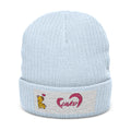 Giraffe 'Loved' Embroidered Ribbed Knit Beanie