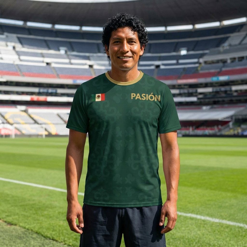 Mexico Soccer Jersey Tee – 'Pasic' #10 Green All-Over Print