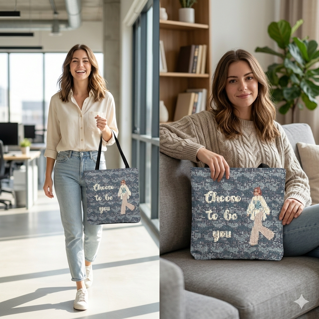 Choose To Be You Woven Tote — Inspirational Graphic Tote Bag