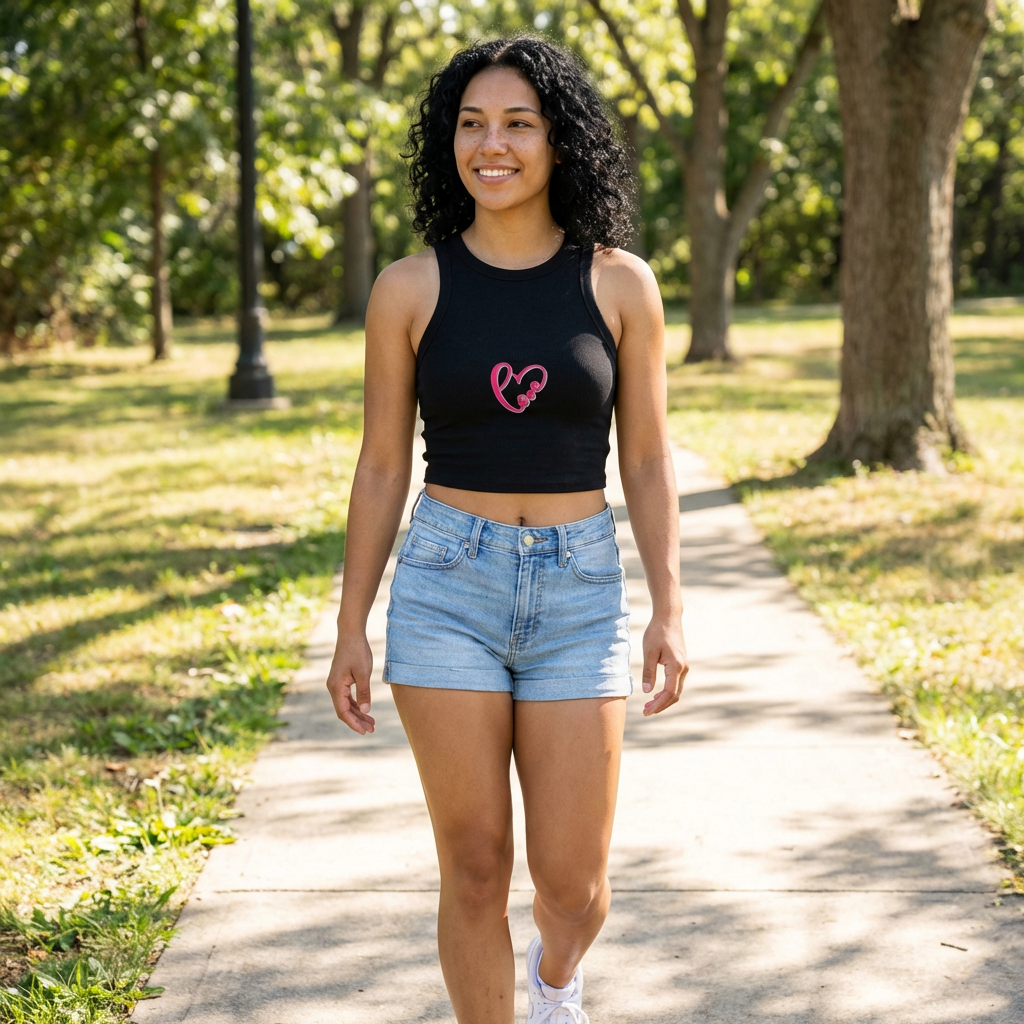 Women's Racer Tank Top — Pink Heart Grid Graphic