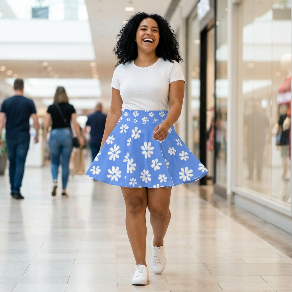 Blue Daisy Skater Skirt