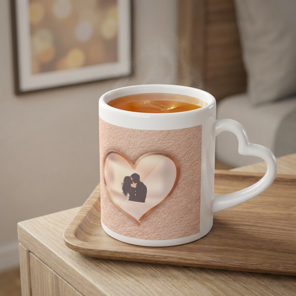 Heart Mug — "Corazón Cupado" Romantic Coffee Cup for Valentine’s Day & Anniversaries