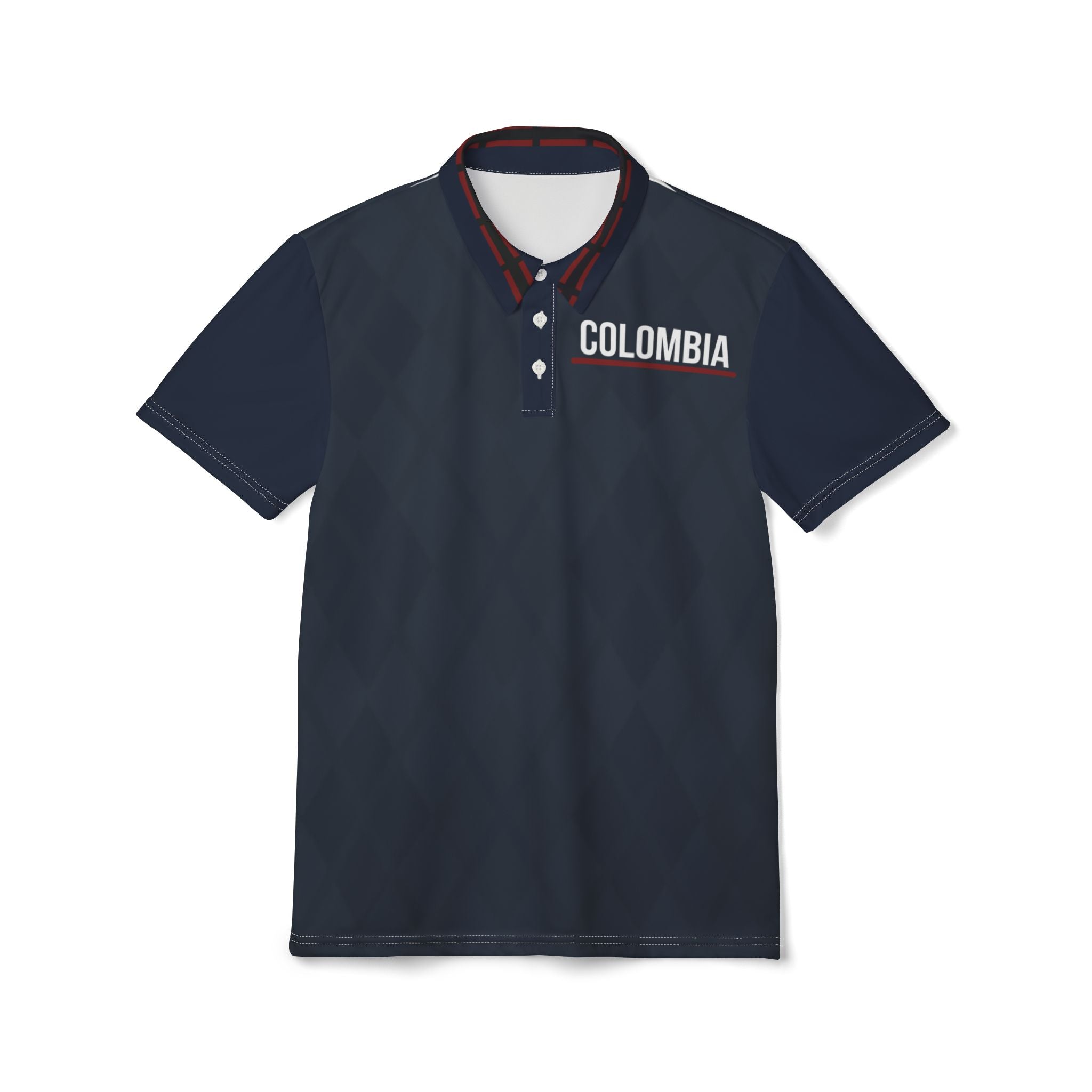 Colombia Flag Accent Polo Shirt — Men’s Navy Country Pride Polo