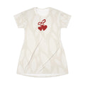 Cherry Heart T-Shirt Dress — Cute Red Double Cherry Graphic AOP