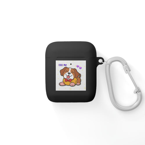 Cute Puppy AirPods Case Cover — "Kiss Me" Cartoon Dog with Hearts