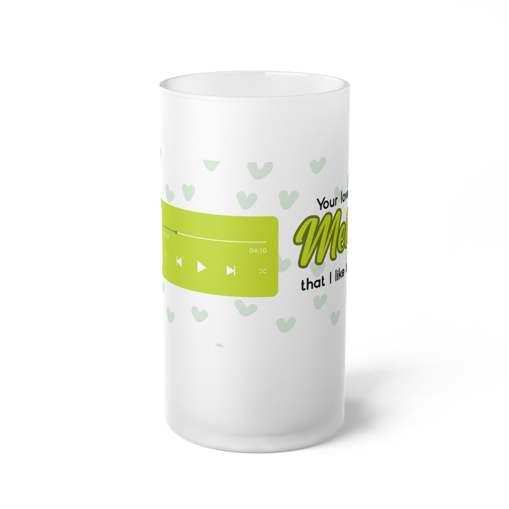 Frosted Glass Beer Mug — Personalized 'Music Makes Me Happy' Design