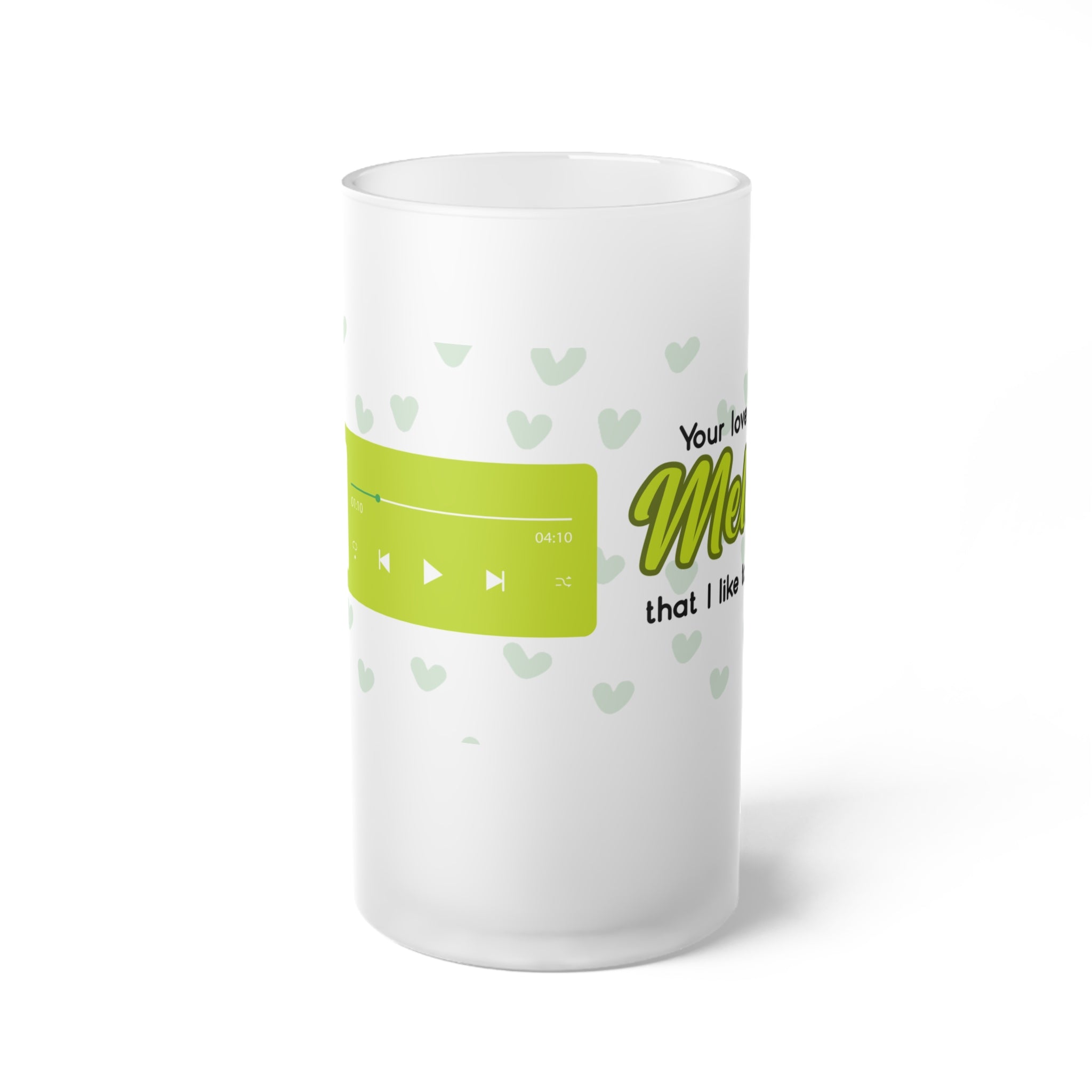 Frosted Glass Beer Mug — Personalized 'Music Makes Me Happy' Design